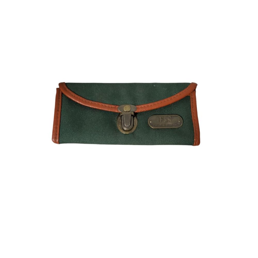 vintage field & stream canvas and leather green, brown belt eye glasses case